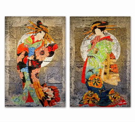 DKD Home Decor Cuadro Lienzo Pino Oriental 40x1,8x60 (Surtido de 2 unidades)