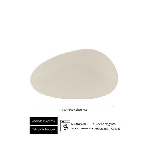 SUMMA Danza Plato Oval 34x19 cm, Vajilla de Vitroporcelana Blanca, Colección Danza (Set de 6)