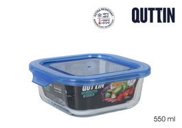 Quttin Fiambrera Cuadrada con Tapa Azul 14 cm x 14 cm x 5.5 cm (12 Unidades)