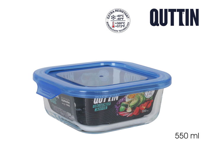 Quttin Fiambrera Cuadrada con Tapa Azul 14 cm x 14 cm x 5.5 cm (12 Unidades) Quttin Fiambrera Cuadrada con Tapa Azul 14 cm x 14 cm x 5.5 cm (12 Unidades)