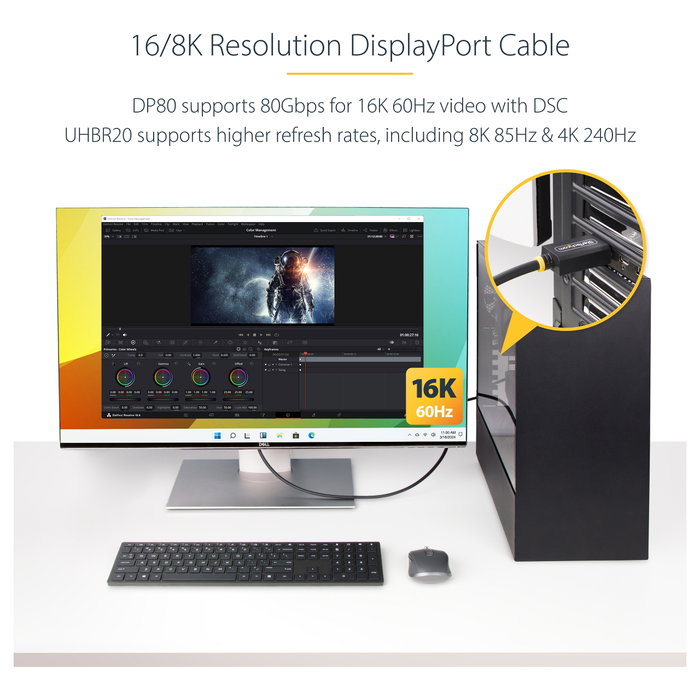 StarTech Cable DisplayPort 2.1 DP80 Negro 1m