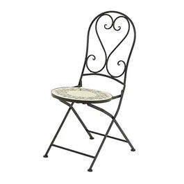 Outdoor Living By Decoris Silla Plegable Atenas Negro, Diseño Mosaico Olivas, Acero para Interior y Exterior, Carga 120 kg, Ø39 x 52 x 92.5 cm