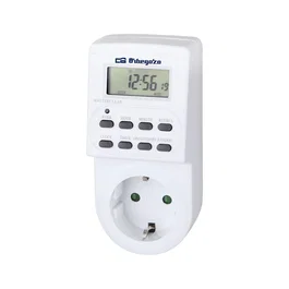 Orbegozo PG 20 Programador Digital Semanal para Enchufe, 10 Programas, 3600W Máx, Función Random, Blanco