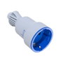Solera Base Móvil 2p+t, 16A 250V Caucho Schuko Lateral, Libre de Halógenos, Blanco / Azul