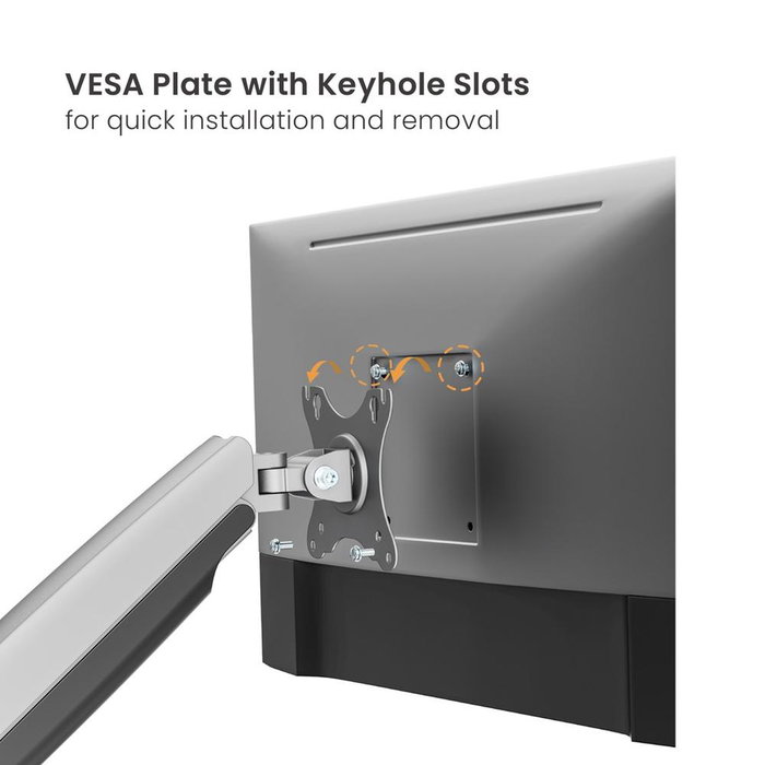 Ewent Soporte para Monitor EW1527 - Brazo de Escritorio VESA 75x75/100x100 hasta 45 Pulgadas 15 Kg, Inclinación 90°, Giro 180°, Rotación 360°, Ajuste de Altura