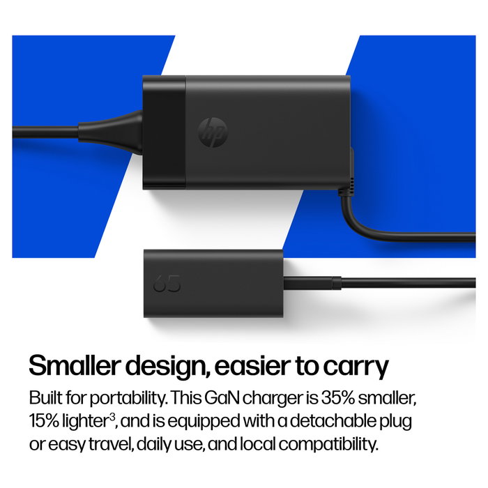HP Cargador USB-C 65W GaN Negro con cable de 2m