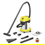 Kärcher WD 3 S V-17/4/20 Aspiradora de Tambor 1000W Seca y Húmeda, Capacidad 17L, con Bolsa para el Polvo, Color Acero/Amarillo