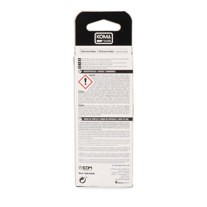 Koma Tools Cianocrilato 3g, Adhesivo de Unión Rápida para Metal, Plástico, Vidrio, Madera y Más