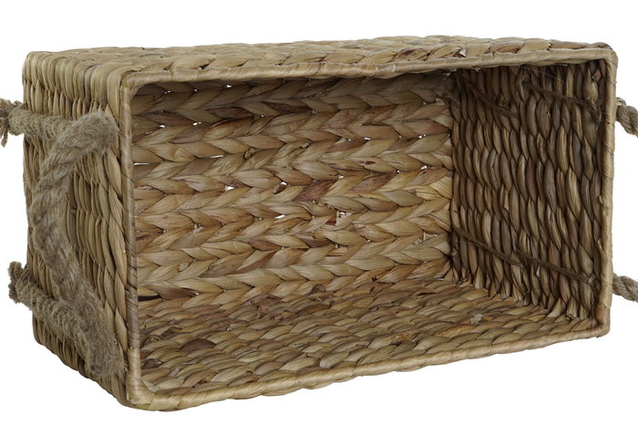 DKD Home Decor Set de 2 Cestas de Fibra y Cuerda Natural 40x25x25 cm