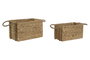 DKD Home Decor Set de 2 Cestas de Fibra y Cuerda Natural 40x25x25 cm
