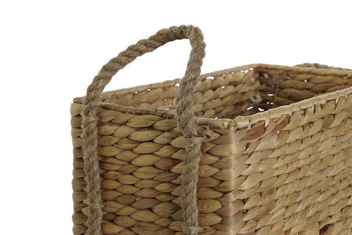 DKD Home Decor Set de 2 Cestas de Fibra y Cuerda Natural 40x25x25 cm