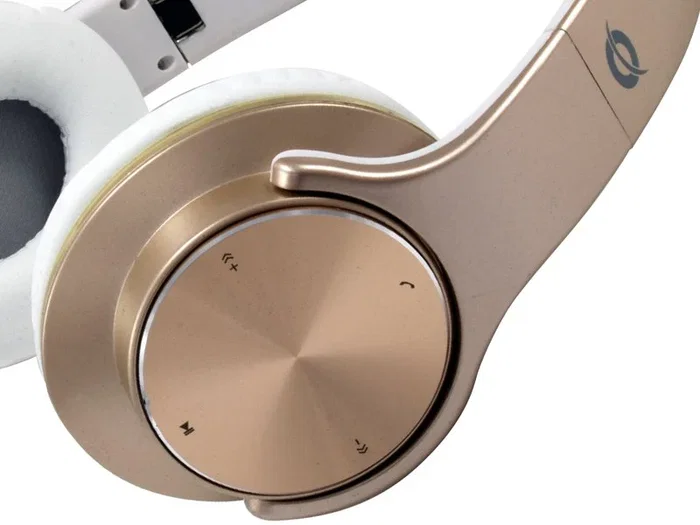 Conceptronic Auriculares Bluetooth con Función Altavoz y MicroSD, Oro
