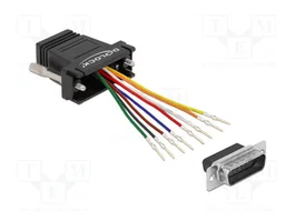 DeLOCK Kit de montaje adaptador D-Sub 15 pin macho a RJ45 hembra, negro