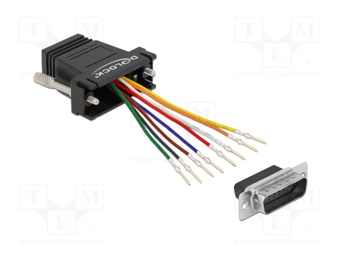 DeLOCK Kit de montaje adaptador D-Sub 15 pin macho a RJ45 hembra, negro DeLOCK Kit de montaje adaptador D-Sub 15 pin macho a RJ45 hembra, negro