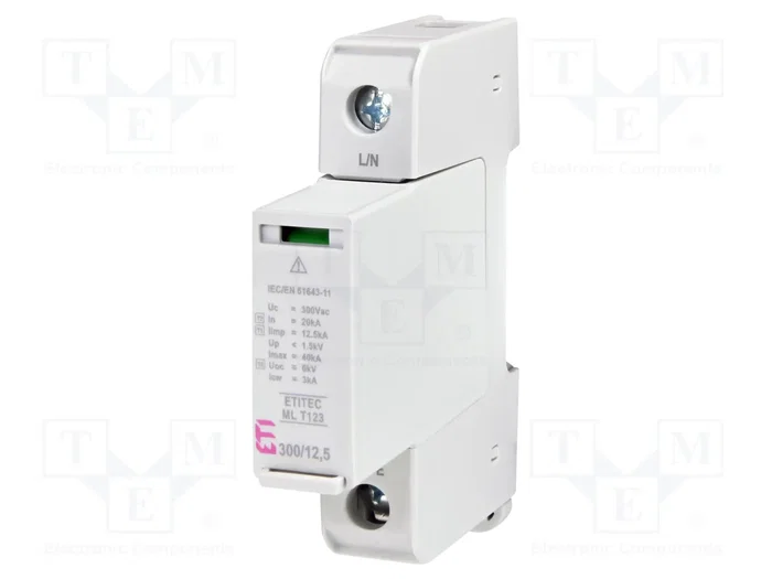 ETI POLAM ETITEC ML T123 300/12,5 1+0 Limitador de sobretensiones ETI POLAM ETITEC ML T123 300/12,5 1+0 Limitador de sobretensiones