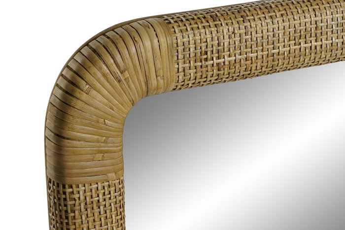 DKD Home Decor Espejo Tropical Natural Ratán Cristal 4 x 95 x 55 cm Dimensiones Foto/Espejo 45x85 Ancho Marco 6x6