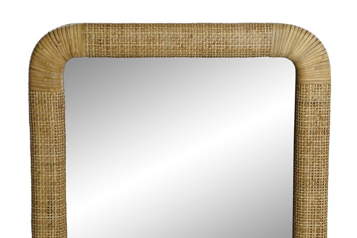 DKD Home Decor Espejo Tropical Natural Ratán Cristal 4 x 95 x 55 cm Dimensiones Foto/Espejo 45x85 Ancho Marco 6x6