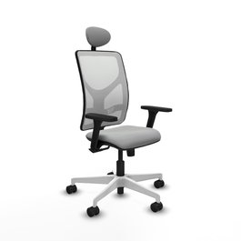 PIQUERAS Y CRESPO Silla de oficina Motilla con mecanismo Sincro, Gris claro y Blanco