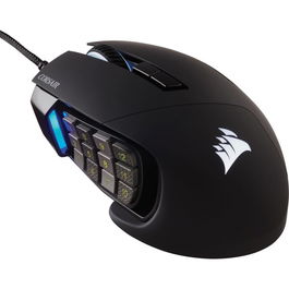 Corsair Scimitar Elite RGB - Ratón Gaming Óptico 16K/18000 DPI, 17 Botones Programables, Ergonómico para Mano Derecha, para Juegos MMO/MOBA - Negro