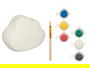 Pincello Hucha para Pintar Nube con 6 Colores y Pincel, Cerámica Blanca, 12x9.4x7 cm (Set de 24)