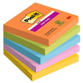 Post-It Lugares Boost Blocs Notas Super Sticky 90 Hojas 4 Colores Neón 76x76 5 Blocs