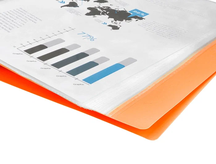 Liderpapel Carpeta Escaparate 80 Fundas Polipropileno DIN A4 Naranja Fluor Opaco