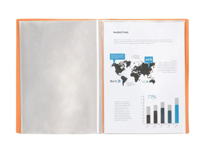 Liderpapel Carpeta Escaparate 80 Fundas Polipropileno DIN A4 Naranja Fluor Opaco