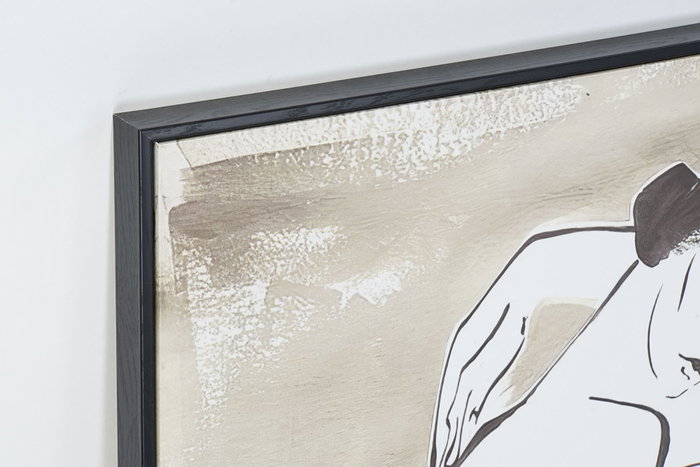 DKD Home Decor Set de 4 Cuadros de Lienzo Enmarcados Mujer 50x70 cm Beige y Negro