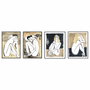 DKD Home Decor Set de 4 Cuadros de Lienzo Enmarcados Mujer 50x70 cm Beige y Negro