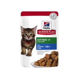 Hill's Feline Kitten Sabor Pescado Azul, 12 Latas de 85 g - Comida Húmeda para Gatitos