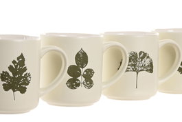 DKD Home Decor Taza Urban Verde Claro Porcelana New Bone 480ml Apto Microondas y Lavavajillas 12 Unidades 13 x 9 x 10.5 cm