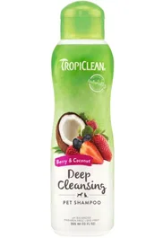 TropiClean Champú Limpieza Profunda Frutos Rojos y Coco para Perros y Gatos, 355 mL
