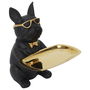 Home Deco Factory Vaciabolsillos Bulldog Negro Escultura Decorativa para Llaves y Monedas 18x18x22 cm