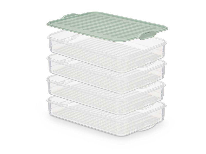 LEKNES Tupper Tapa 4 Niveles Surtidos Col 750ml Plástico (PP) 23x15.5x10.5 cm (Set de 12)