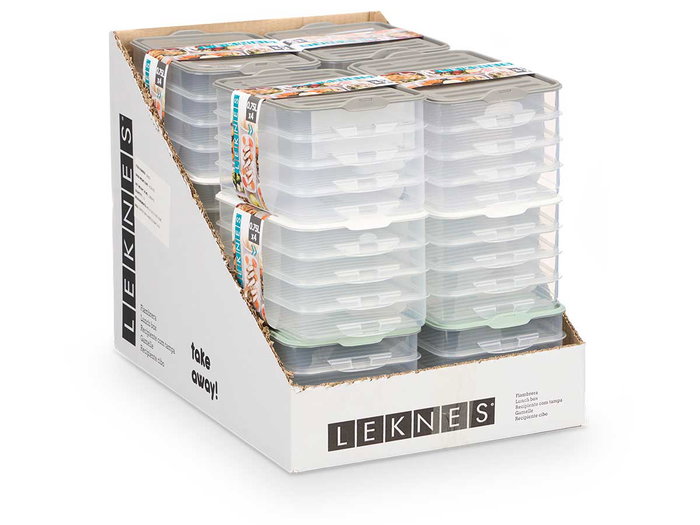 LEKNES Tupper Tapa 4 Niveles Surtidos Col 750ml Plástico (PP) 23x15.5x10.5 cm (Set de 12)
