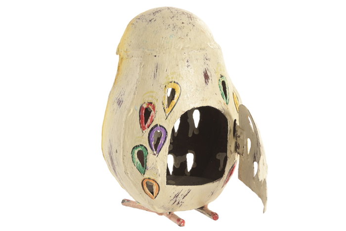 DKD Home Decor Figura de Lechuza en Metal Blanco