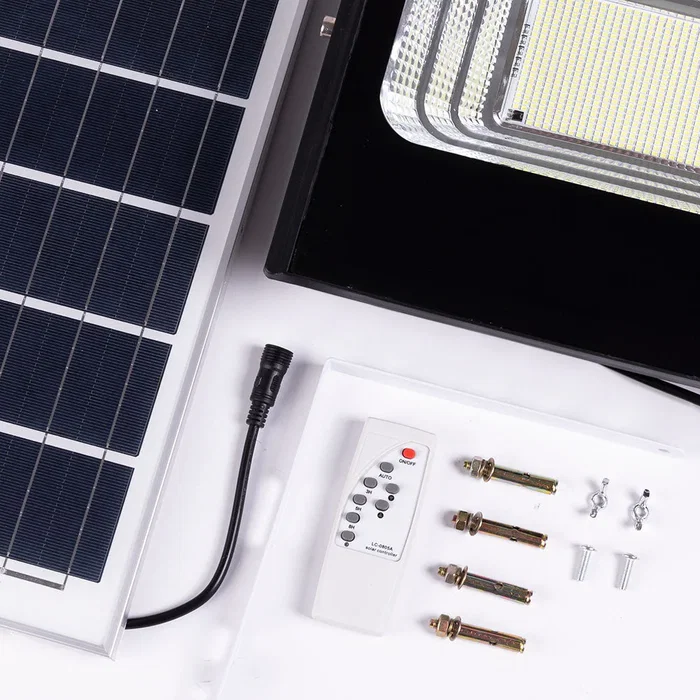 HO-SOLAR Proyector Solar LED 200W 3000K para Exterior con Panel Solar, Batería Integrada, Control Remoto y Modos Automáticos, Referencia HO-SOLARFL-200W-01-W