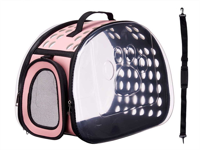 Mascow Transportin Transparente Rosa Grande 43x33x4 cm (Set de 4)