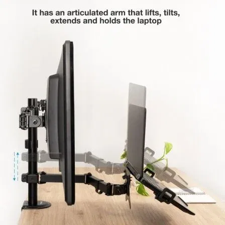 TooQ Soporte Mesa DB1202TN-B para 2 Monitores 17'-32' y 1 Portátil 12'-17' Giratorio Inclinable Negro