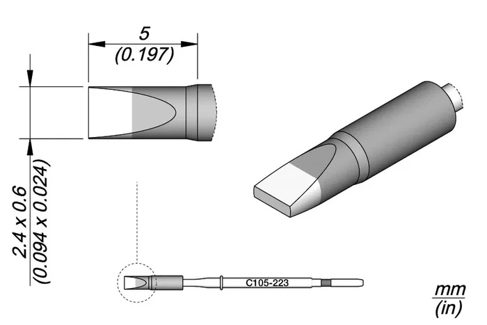 JBC TOOLS Punta de soldadura tipo destornillador 0,6x2,4mm JBC TOOLS Punta de soldadura tipo destornillador 0,6x2,4mm