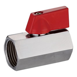 Verhal Válvula Esfera Mini H-H ½ Pulgada con Palanca Roja para Conexión Hembra