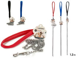Mascow Correa para Mascota Cadena 1.2M Acero y Poliéster, 125x1.7x1 cm Surtido Colores Azul, Negro, Rojo (Set de 24)