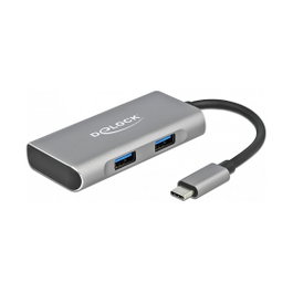 DeLOCK 63260 Hub USB Type-C con 2 x USB Tipo-A y 2 x USB Type-C 10 Gbps Gris