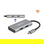 DeLOCK Hub USB 3.2 Gen 2 Tipo C Externo, 4 Puertos (2x USB-A + 2x USB-C), 10 Gbps, Aluminio Gris, Conector USB-C, 0.12m Cable, Plug & Play