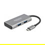 DeLOCK Hub USB 3.2 Gen 2 Tipo C Externo, 4 Puertos (2x USB-A + 2x USB-C), 10 Gbps, Aluminio Gris, Conector USB-C, 0.12m Cable, Plug & Play