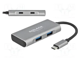 DeLOCK 63260 Hub USB Type-C con 2 x USB Tipo-A y 2 x USB Type-C 10 Gbps Gris