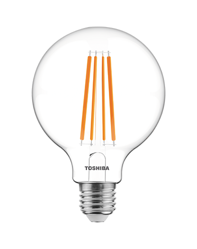 TOSHIBA Bombilla LED de filamento G95 E27 11W 2700K, luz cálida