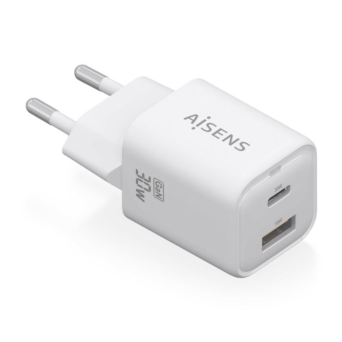 AISENS - CARGADOR GaN 30W, 1xUSB-C PD3.0 QC4.0, 1xUSB-A QC3.0, BLANCO AISENS - CARGADOR GaN 30W, 1xUSB-C PD3.0 QC4.0, 1xUSB-A QC3.0, BLANCO