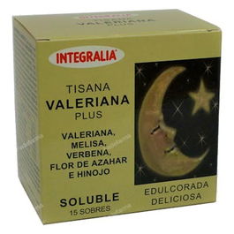 INTEGRALIA Valeriana Plus Soluble 15 Sobres - Complemento Alimenticio Relajante para el Descanso Nocturno