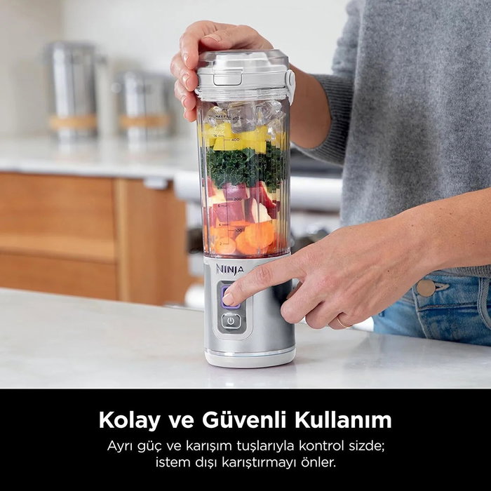 Ninja Licuadora Portátil Blast BC150EUWH, Recipiente 530 ml, Batería 2h, Sin Cable, Sin BPA - Blanca
